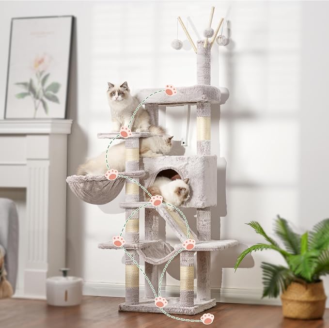 Cat Tree, Cat Condo with Cat Scratching Post and Board, Cat Hammock, Muchroom - Image 8