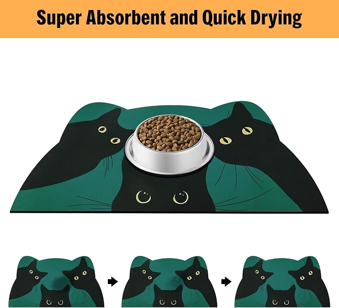 Cat Food Mat - Pet Feeding Mat for Floor, Waterproof, Super Absorbent, Dog - Image 4