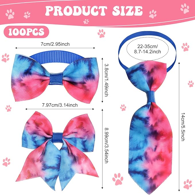 Reginary 100 Pieces Dog Bow Tie Collar Set Include 40 Dog Neckties, and 30 - Image 2