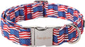 Unique style paws Independence Day Dog Collar Metal Buckle Wave Flag Collar by Uniquestylepaws