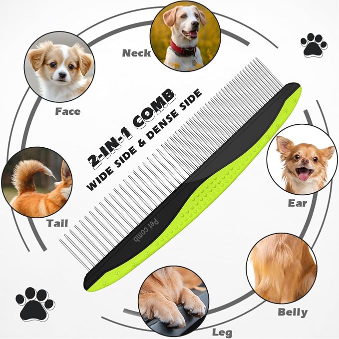 3PCS Pet Grooming Rake & Metal Comb & Flea Comb - Image 4