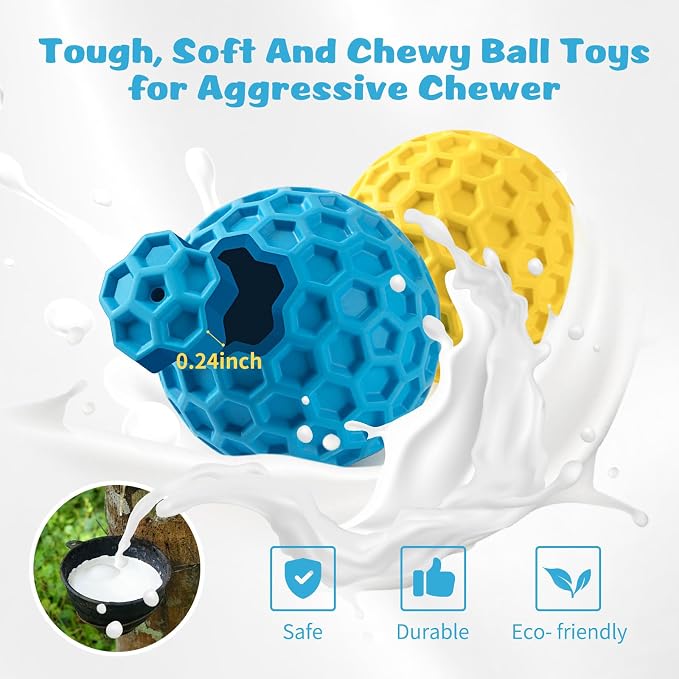 HIPPIH Indestructible Squeaky Dog Toys, Interactive Dog Balls 2 Pack, Dog Chew - Image 3