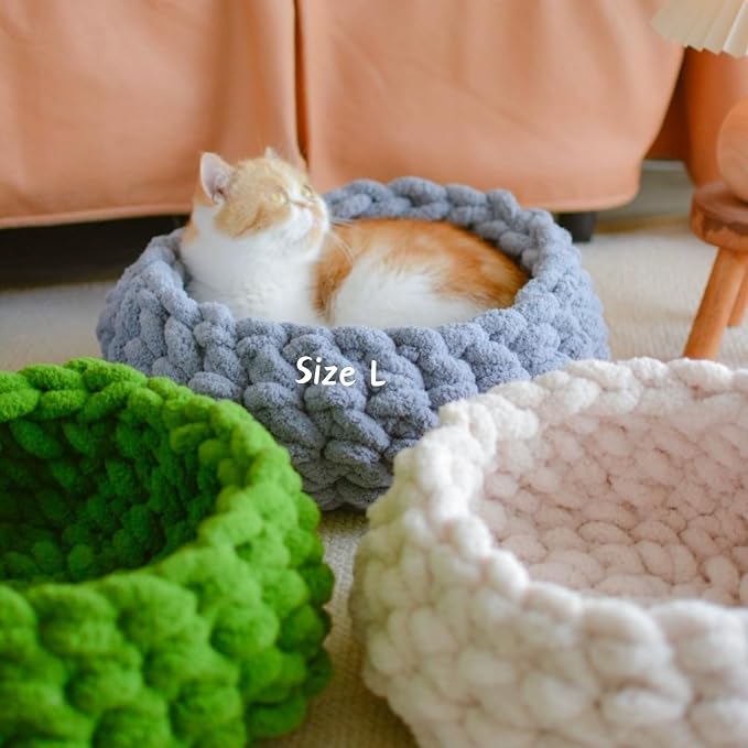 Cat Nest Bed - Premium Self Warming Handwoven Washable Extra Soft Round Cave - Image 2