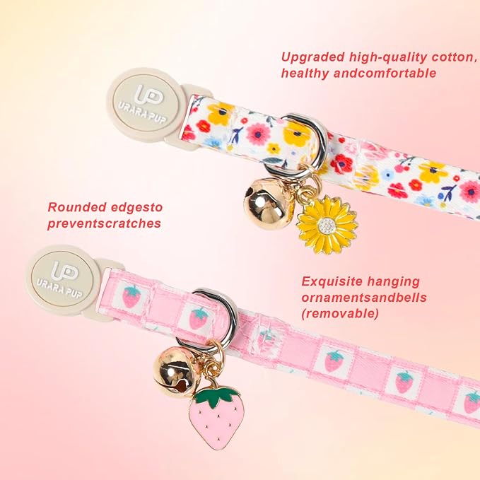 Cat Collar, Pretty Flower Kitten Collars - Image 2