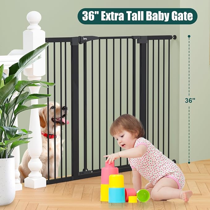 keny 36" Extra Tall Baby Gate for Stairs, 29.7-51.5" Adjustable Width Auto - Image 2