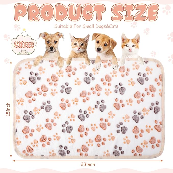 Chumia 40 Pcs Blankets Soft Fluffy Fleece Washable Pet Dog Sleep mat Paw Print - Image 2