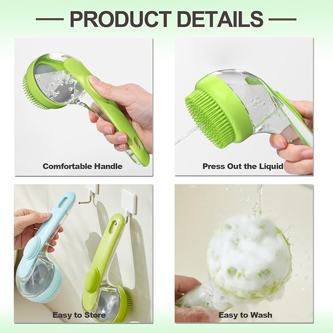 Pet Bath Brush, 2 Pack Dog Bath Brush 2 in 1 Cat Shampoo Brush - Image 5