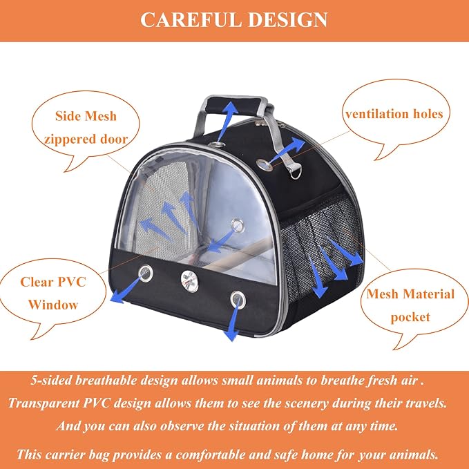 Bird Carrier with Stand & Tray, Small Bird Travel Cage - Image 5