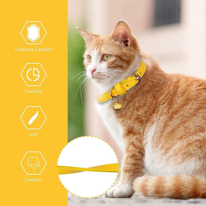 3 Pack Leather Cat Collars - Image 3