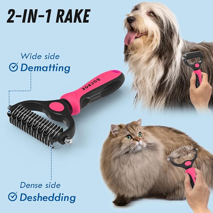 Pet Grooming Brush & Comb Combo, Cat & Dog Brush - Image 2
