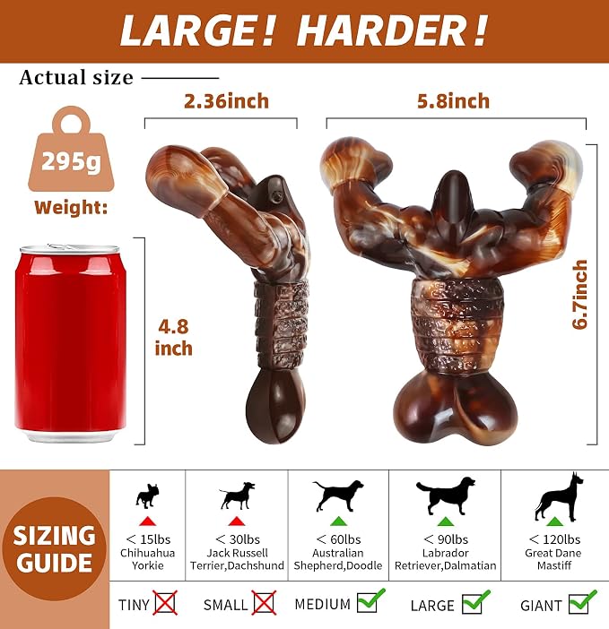Dog Chew Toys for Aggressive Chewers Almost Indestructible Dog Toys, Bacon - Image 4