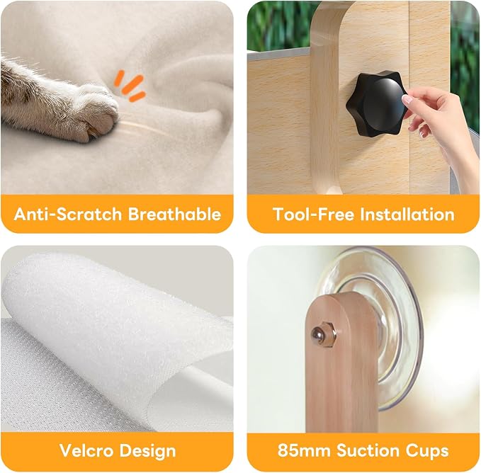 Foldable Cat Window Bed, Solidwood Cat Window Perch - Image 3