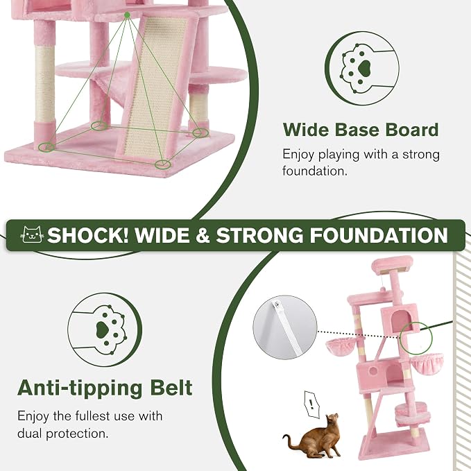 MUTICOR 66 Inches Multi-Level Large Cat Tree Tower - Image 6