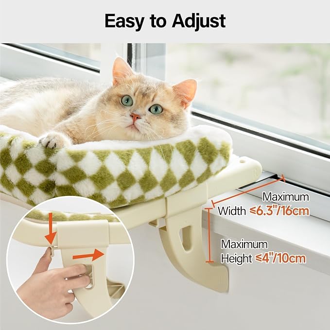 MEWOOFUN Cat Window Sill Perch for Indoor Cats, One-Step Sliding Clamping Slot - Image 2