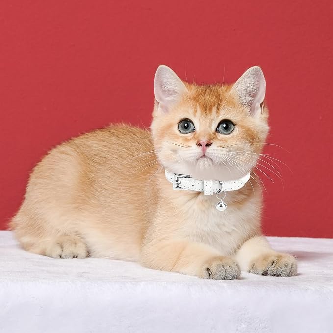 PUPTECK 2 PCS Soft Genuine Leather Cat Kitten Collar - Image 2