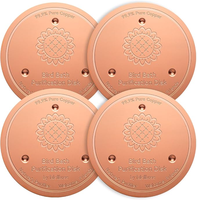 Mellbree 4-Pack Bird Bath Copper Disk, 0.6mm Reinforced 99.99% Pure Copper by Mellbree
