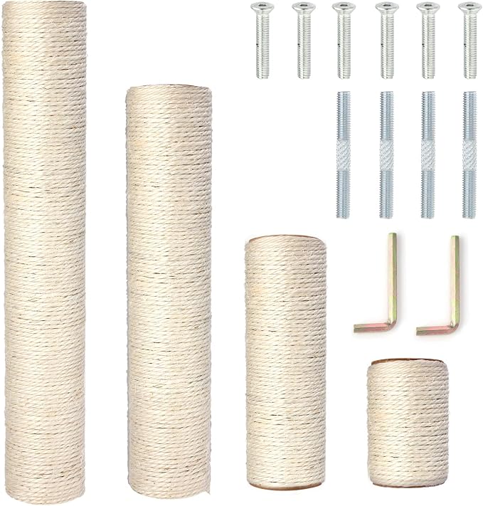 PowerKing Natural Sisal Replacement Scratching Post, 4 Pieces M8 Cat Scratch by PowerKing