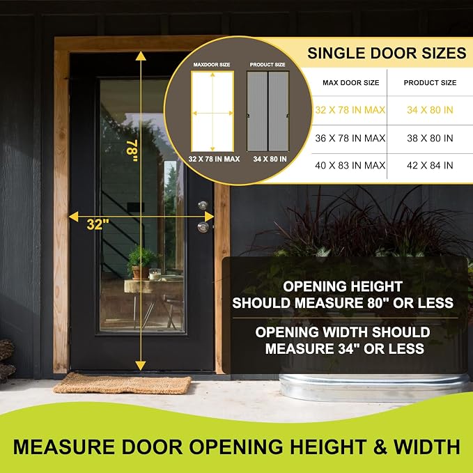 Magnetic Screen Door -Fit for Door Size:32x78 Inch, Screen Door Size - Image 2