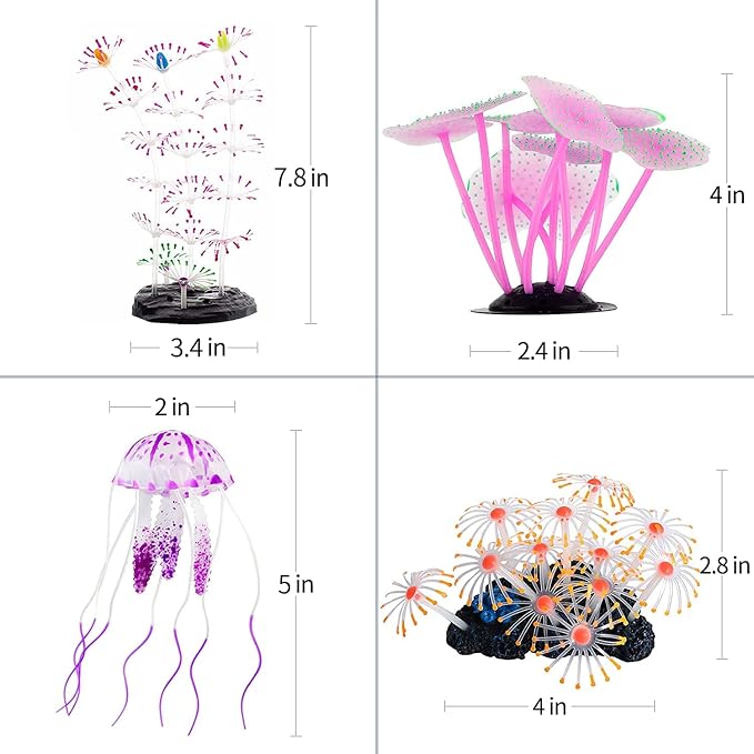 Uniclife 4 Pack Fish Tank Decorations Glowing Effect Aquarium Décor Small - Image 6