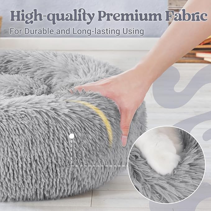 rabbitgoo Cat Beds for Indoor, 20 inches Machine Washable, Fluffy Round Pet Bed - Image 6