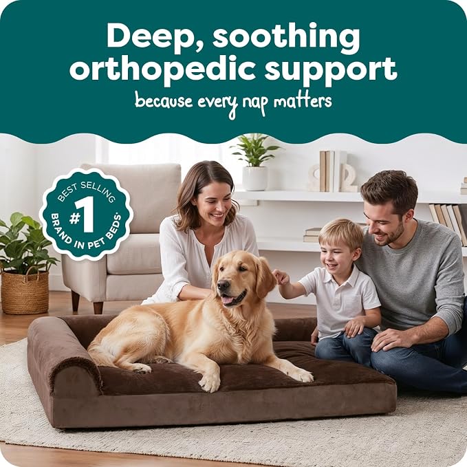 FurHaven Orthopedic Dog Bed for Large Dogs, L-Shaped Chaise Mattress, Egg Crate - Image 2