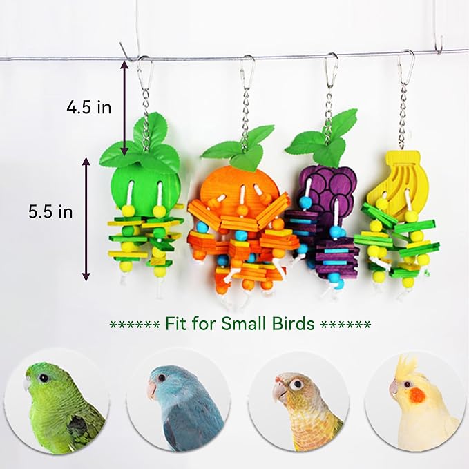 JSLZF Bird Chewing Toy for Parrot Cockatiel Conure Wood Block Cage Hanging - Image 7