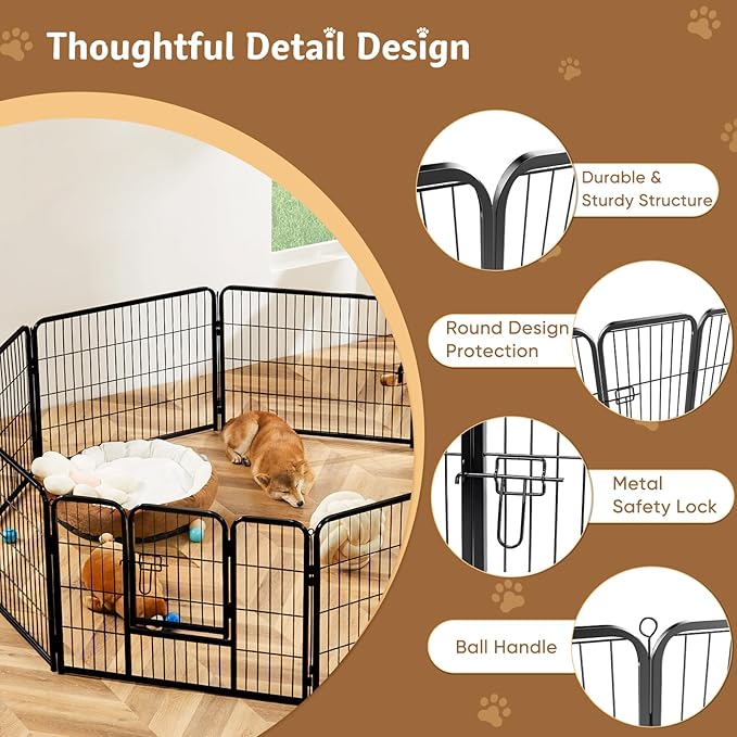 DUMOS Dog Playpen Indoor, Metal 24 Inch 16 Panels Foldable Pet Fence - Image 4