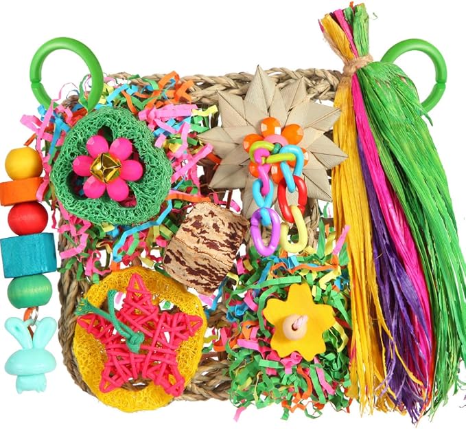 Bird Toys, Parakeet Toys Bird Foraging Toys Grass Mat Climbing Wall by YIXUND