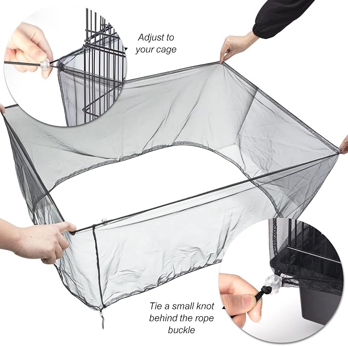 Bird Cage Netting Seed Catcher Adjustable Bird Cage Skirt Seed Catcher Large - Image 5