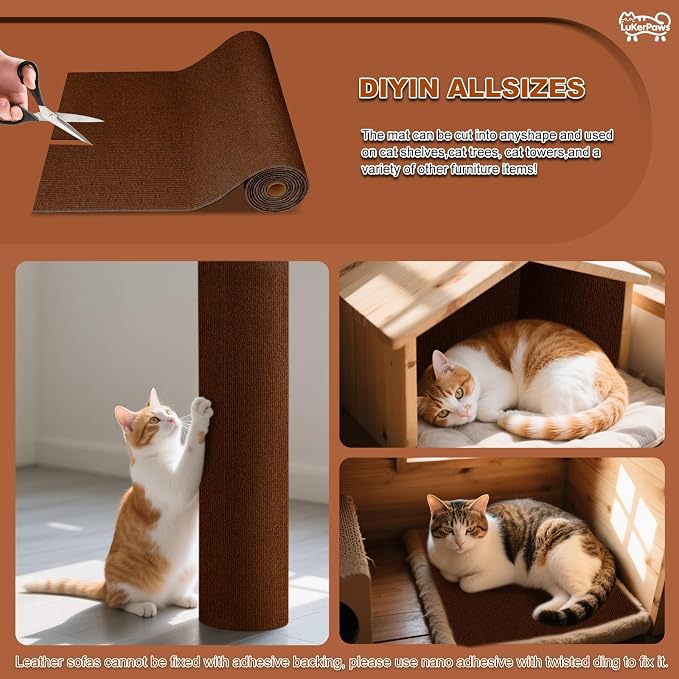 Cat Scratch Mat, Self-Adhesive Trimmable cat Scratch Furniture Protector - Image 3