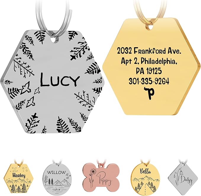 PawFurEver Dog Tag Personalized Pet Name | Customized Dog Tags Engraved Front & by PawFurEver