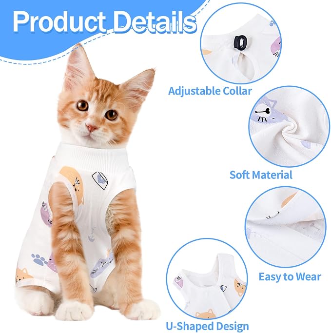 Coppthinktu Cat Recovery Suit Female, Breathable Cat Onesie After Surgery Female - Image 2