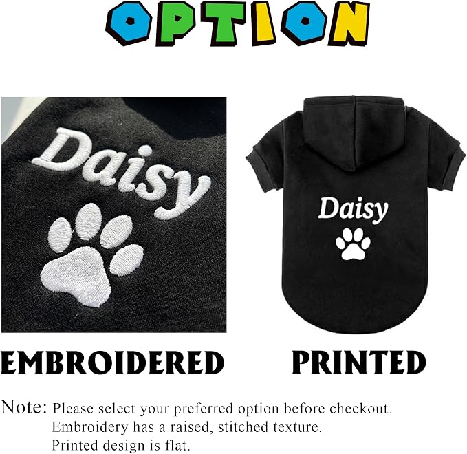 Personalized Dog Hoodie with Name/Text, Custom Embroidered or Printed Dog - Image 4