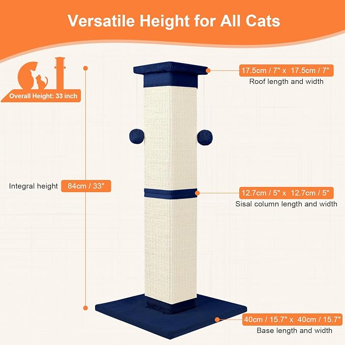 Cat Scratching Post 33 Inch Nature Sisal Scratch Post - Image 2