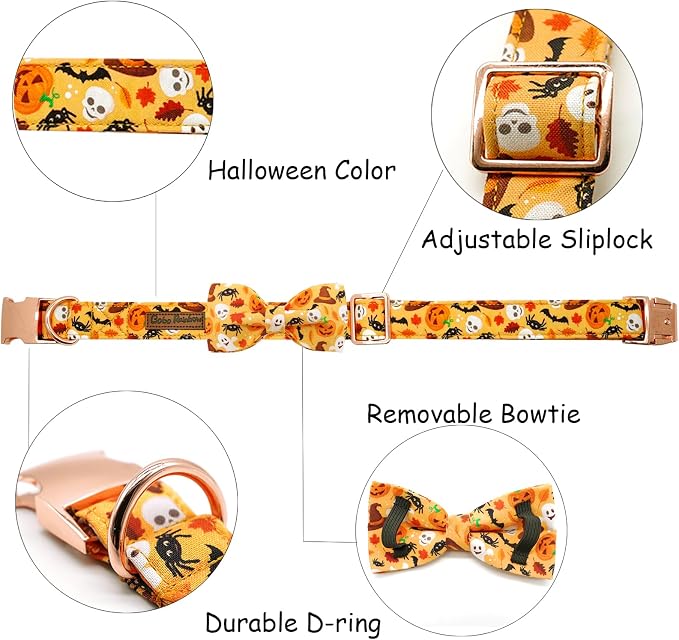 Halloween Dog Collar, Pet Collar Bow Fall Pet Collar Girl Boy Holiday Pet - Image 2