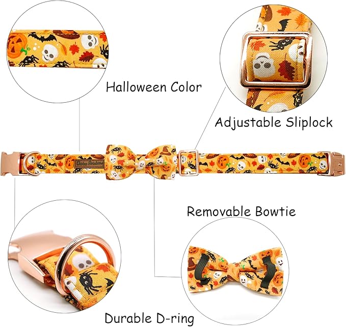 Halloween Dog Collar, Pet Collar Bow Fall Puppy Collar Girl Boy Holiday Collars - Image 2