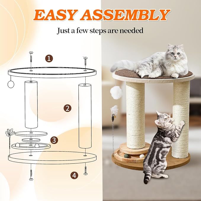 Wood Cat Tree Tower with Scratching Posts – Handmade Cat Condo - Image 4