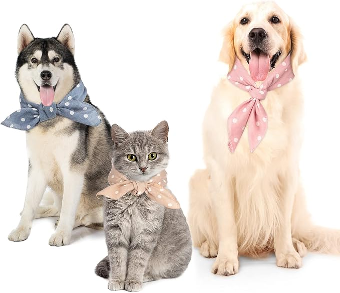 5 Pieces Dog Bandana Pet Summer Bandana Point Kerchief Dog Washable Scarf Soft - Image 4