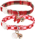 Cat Collar-2Pack Autumn Orange Plaid Kitten Collars-Halloween Plaid Breakaway by UPURARAPUP