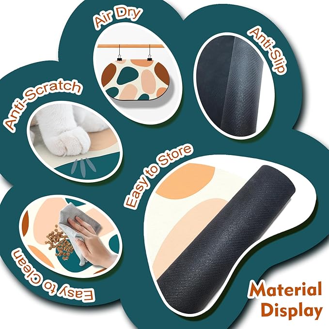 Dog Feeding Mat 24''x16'', Absorbent Pet Food Mat, No Stains Quick Dry Pet - Image 3