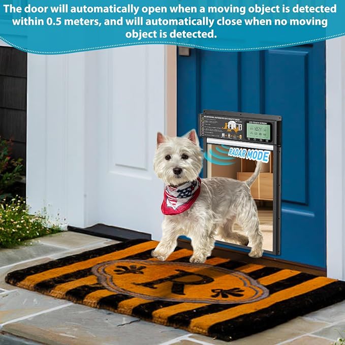 Automatic Pet Door, Dog Door Radar, Timer & Light Sensor Modes, Solar & USB - Image 3