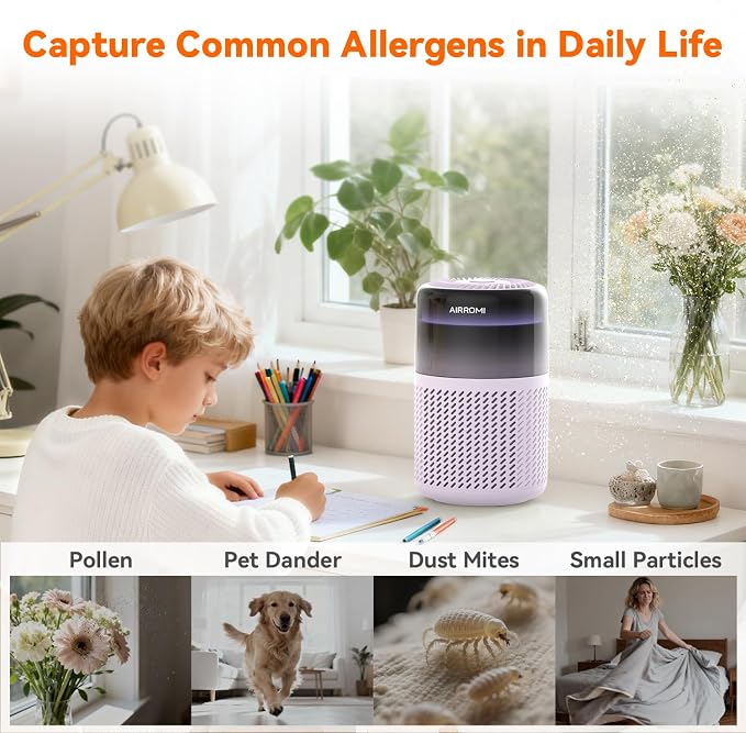 AIRROMI HEPA Air Purifier for Bedroom&Home, Pet Air Purifier for Home Pets - Image 4