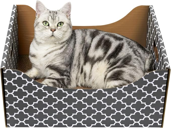 Cardboard Cat Scratcher Box, Heavy Duty Cat Scratcher Bed by WDZZHOT