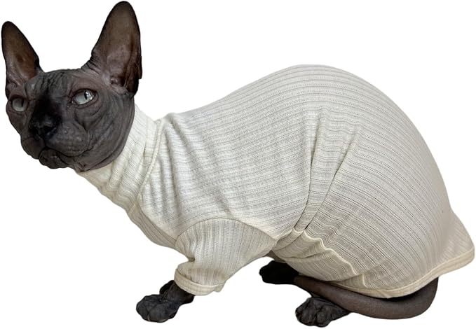 Sphynx Cats Shirt Cat Turtleneck Cotton Sweater Pullover Kitten T-Shirts - Image 3