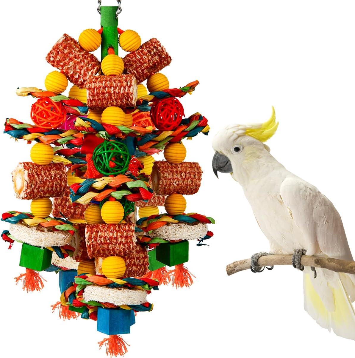 Bird Chew Toys with Corn Cob and Loofah Slices - GlobalHabitat Supply