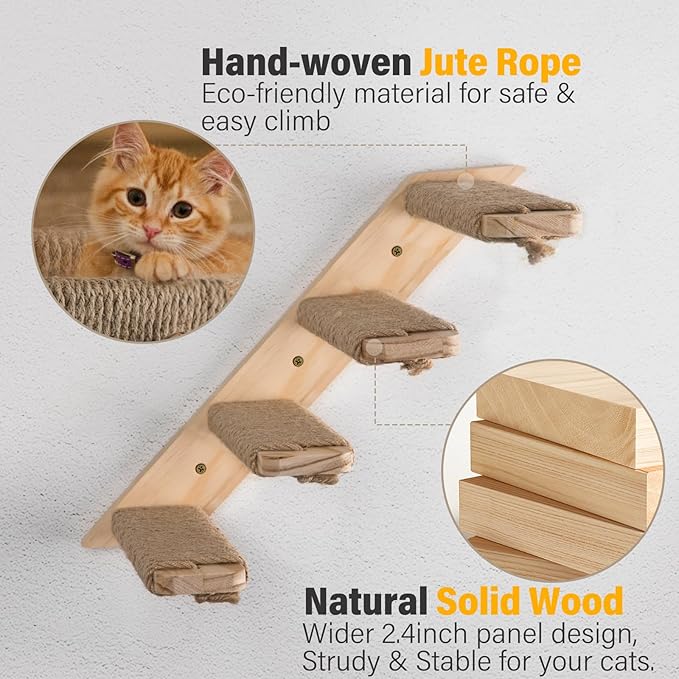 2 Pack 4 Steps Cat Wall Shelves and Stairs - Image 6