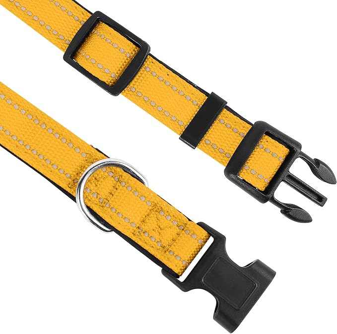 Reflective Dog Collar, Adjustable Soft Neoprene Padded Nylon Pet Collars