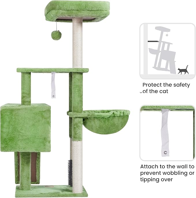 Heybly Cat Tree with Cat Self Groomer Brush, Cat Tower Condo - Image 7