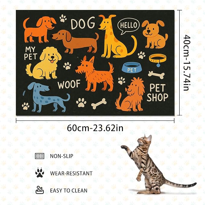 Cute Happy Dog Food Mat for Cat Food Mat Food and Water Bowl Pet Feeding Bowl - Image 4