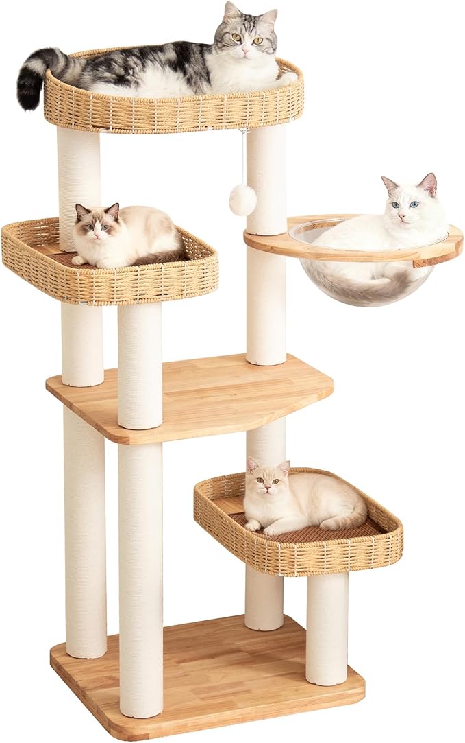 48'' Cat Tree for Large Cats, Modern Cat Tree Multi-Level Condo by PETTIFULCATTREE
